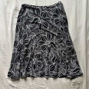 Talbots Black and White Floral Midi Skirt